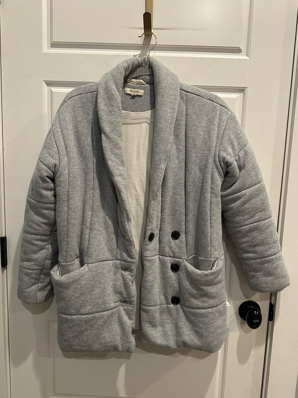 Madewell XXS Oversized Shawl Collar Puffer Sweatshirt Coat Quilted Jacket